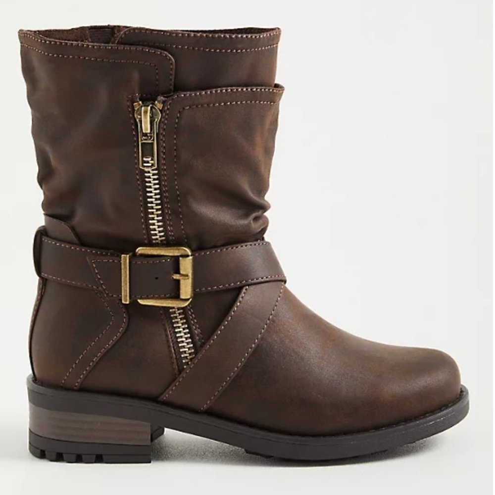 BROWN DOUBLE STRAP MOTO BOOT 9.5W